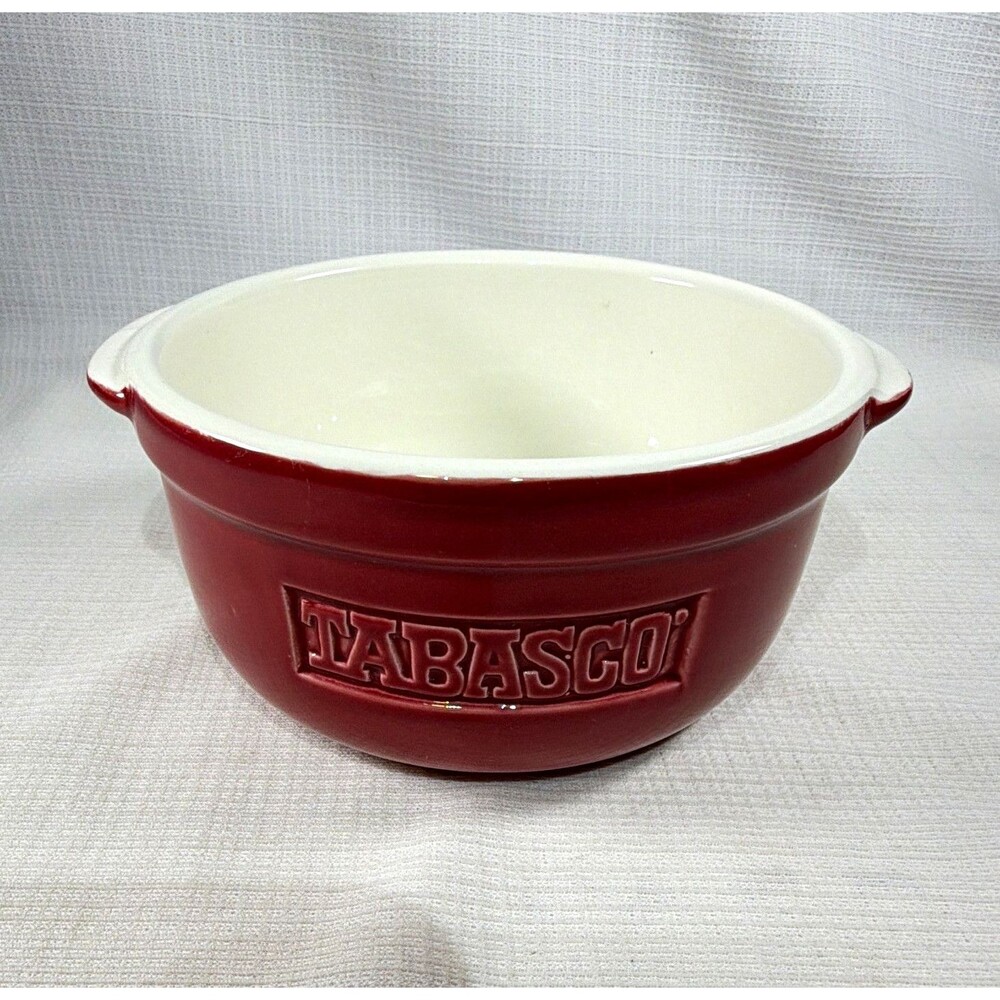 Tabasco Red & White Ceramic Round Bowl - Glossy Solid - Printed Backstamp